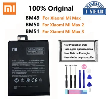 100% оригинальный аккумулятор Xiao mi BM49 BM50 BM51 для Xiaomi Max 2 3 Max2 Max3 Высококачественные сменные батареи для телефонов