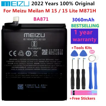 100% оригинальный НОВЫЙ аккумулятор MEIZU BA871 для мобильного телефона MEIZU M15 / M15 Lite M871H Высококачественные батареи Bateria+ Подарочные инструменты