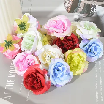 100 шт. 4 см искусственный цветок шелковая роза цветочная головка для свадебной вечеринки украшение дома DIY дешевый венок скрапбук подарочная коробка ремесло