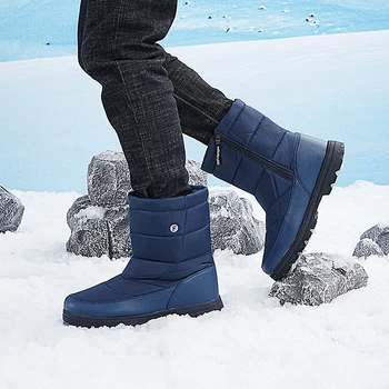2023 Зимняя теплая обувь для мужчин Мужские ботильоны на молнии Мужские зимние сапоги Повседневная противоскользящая мужская обувь больших размеров