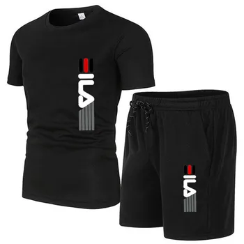 2023 спортивная одежда мужская спортивная одежда из двух частей футболка шорты бренд спортивная одежда летний спортивный комплект
