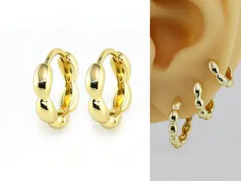 2pcs изящные серьги-кольца Huggie, многослойные серьги, настоящее 14-каратное золото, спиральный хрящевой обруч, мужские серьги-кольца - GH017