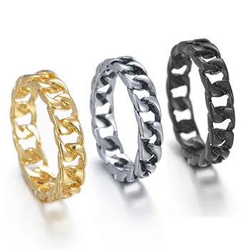 3 цвета панк цепь кольцо модное звено черное золото серебристый винтажные кольца для мужчин и женщин рок-ролл вечеринка ювелирные изделия подарок оптом