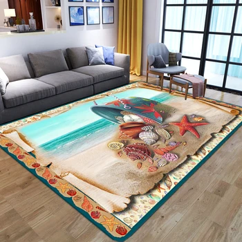 3D Мультяшные пляжные ковры для детской комнаты Мягкий фланелевый прикроватный коврик Морская звезда Ковер для спальни Нескользящие коврики для прихожей Коврик для пола Моющийся