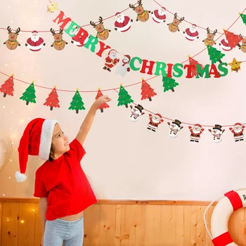 3m Гирлянда Рождественские баннеры Санта-Клаус Баннер Снеговик Лось Флаг Рождественские елки Баннеры Декор 2022 Счастливого Рождества Декор для дома