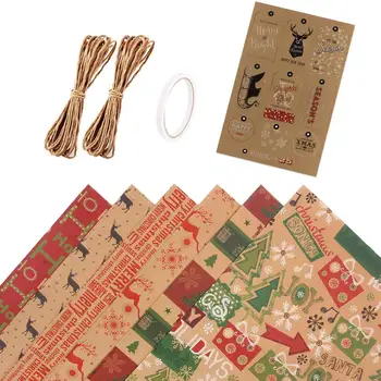  6 упаковок оберточной бумаги, для рождественского набора оберточной бумаги для вечеринки по случаю дня рождения подарочная оберточная бумага