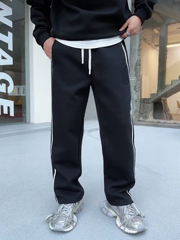 Fashion Mmsix Мужские спортивные штаны Streetwear Модные спортивные брюки с вертикальной полосой с вертикальной полосой Высококачественные хлопковые спортивные штаны Harajuku