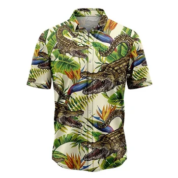 Fun Футболка с коротким рукавом Seaside Aloe Vera Casual Очень большой топ Мужская футболка, Модная гавайская праздничная рубашка