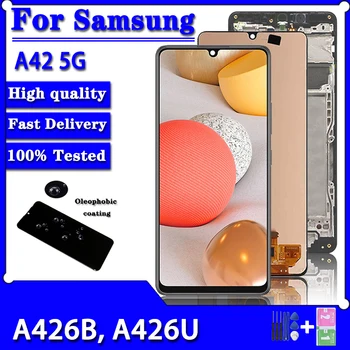 Super AMOLED Для Samsung A42 LCD A426B A426B A426B / DS A426U Сенсорный экран в сборе с отпечатком пальца для A42 5G LCD