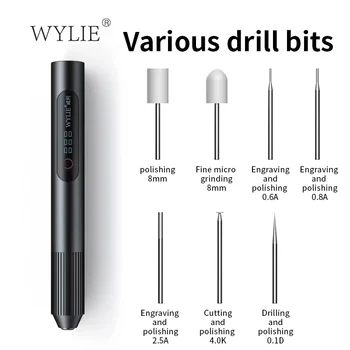 WYLIE Smart Электрическая шлифовальная шлифовальная ручка для полировки мобильной стружки / 9 штук Полировка наконечников / USB/зарядное устройство Type-C / полировка / резка