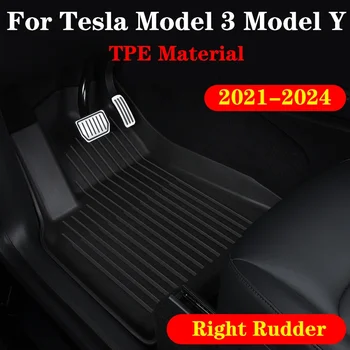 Автомобильные коврики для Tesla Model Y Model 3 2021 2022 2023 2024 TPE Водонепроницаемые нескользящие напольные вкладыши Накладка на пол с правым рулем RHD