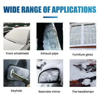 Автомобильный противообледенительный спрей Эффективный 60 мл Автомобильный спрей для таяния снега для лобовых стекол, окон, зеркал, удаления льда Противогололедный агент для авто