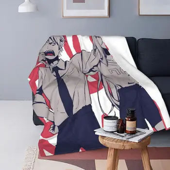 Бензопила Человек Аниме Одеяла Мощность Хигасияма Кобени Флисовое одеяло Кровать Диван Принт Мягкие теплые покрывала