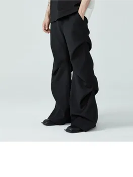 Брюки в авангардном стиле Новый летний стиль плиссированных свободных расклешенных брюк для мужчин