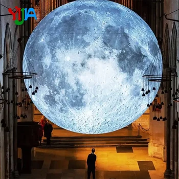  гигантский 2-6 м надувной лунный шар со светодиодными фонарями висит герметичный воздушный шар планетарной сферы для мероприятия, вечеринки, шоу, украшения сцены