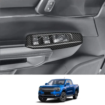  для Ford Ranger 2023 + Окно из углеродного волокна Стекло Кнопка подъема Крышка переключателя Отделка двери Панель подлокотника Автомобильные запасные части Аксессуары