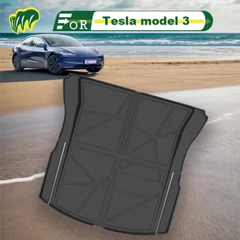 Для Tesla model 3 18 19 20 21 2022 2017-2023 Изготовленный на заказ коврик для багажника автомобиля Всесезонный грузовой коврик 3D-образные лазерные измеренные вкладыши багажника