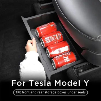  для Tesla Model Y 2017-2023 Коробка для хранения под сиденьем Аксессуары для интерьера автомобиля Тип ящика Органайзер для хранения Нижний ящик