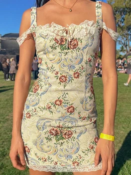  Женское элегантное облегающее платье без рукавов с цветочной отделкой и открытыми плечами для летних вечеринок