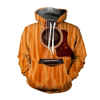 Забавные Гитара Арт Толстовки С 3D-печатью Мужчина Женщины Y2K Толстовка с капюшоном Оверсайз Хип-хоп Уличная одежда Пуловеры Толстовки с капюшоном Детская одежда