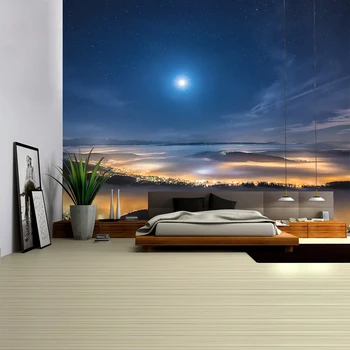 Звездная ночь Вид Гобелен Настенный Богемный Туманный Вид Гостиная Спальня Искусство Эстетика Декор комнаты