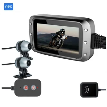 Мотоцикл Двойной Объектив Запись Moto Camara Para Водонепроницаемый 1080P 720P GPS Мотоциклетный видеорегистратор
