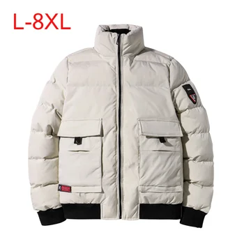 Мужская негабаритная парка 8XL Утолщенная хлопковая мягкая куртка Зимний воротник-стойка Ветрозащитное термопальто для мужчин