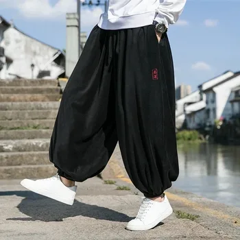 Мужские осенне-зимние утолщающие и бархатные ретро шаровары мужские модные повседневные дикие большие размеры Harajuku Модные брюки для бега
