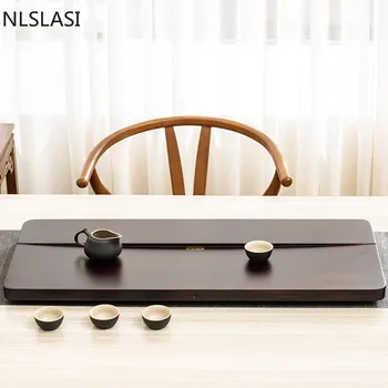 Натуральный в целом Деревянный чайный поднос Китайский чайный стол Чайный сервиз Высококачественный сервировочный поднос из массива дерева двойного назначения Аксессуары для чайной посуды