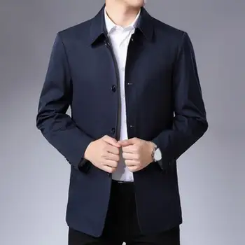 Однобортный пиджак Стильный мужской однобортный деловой классический однотонный пальто для весенне-осеннего мужского делового пиджака
