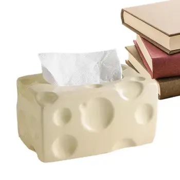 Симпатичная коробка для салфеток Мультяшный чехол для бумажных полотенец в форме сыра Декоративный и многофункциональный диспенсер для бумажных чехлов с нескользящей прокладкой для