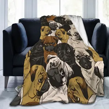 Симпатичный мопс собака одеяло для животных постельное белье фланелевый плед мягкий уютный плюш для дивана-кровати диван путешествия кемпинг, подарки