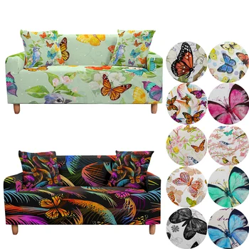 эластичный чехол для дивана для гостиной 3D бабочка птицы чехол для секционного дивана угловой чехол для дивана весенний декор